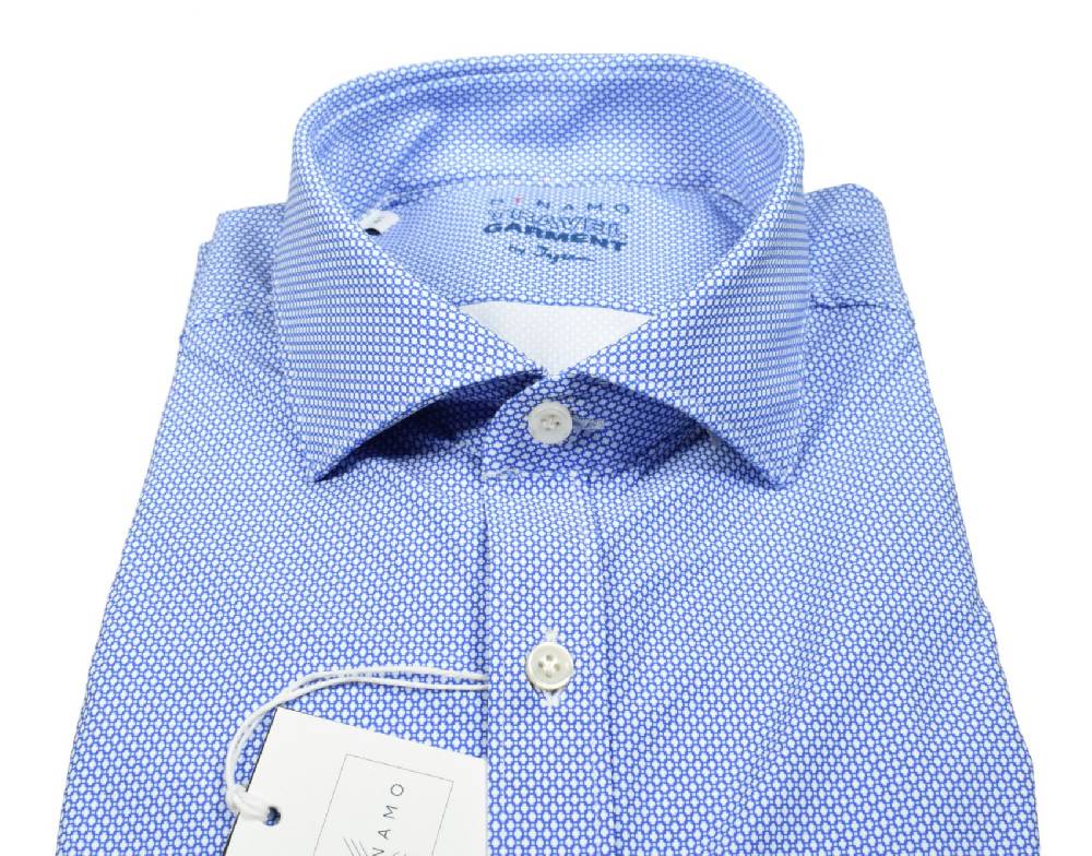 Ingram Camicia Azzurra Micro Disegno Ingram Dynamo Tessuto Performante Vestibilità Slim Fit