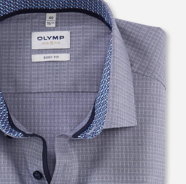 Olymp Camicia Azzurra Olymp Level Five Slim Fit Cotone Stretch