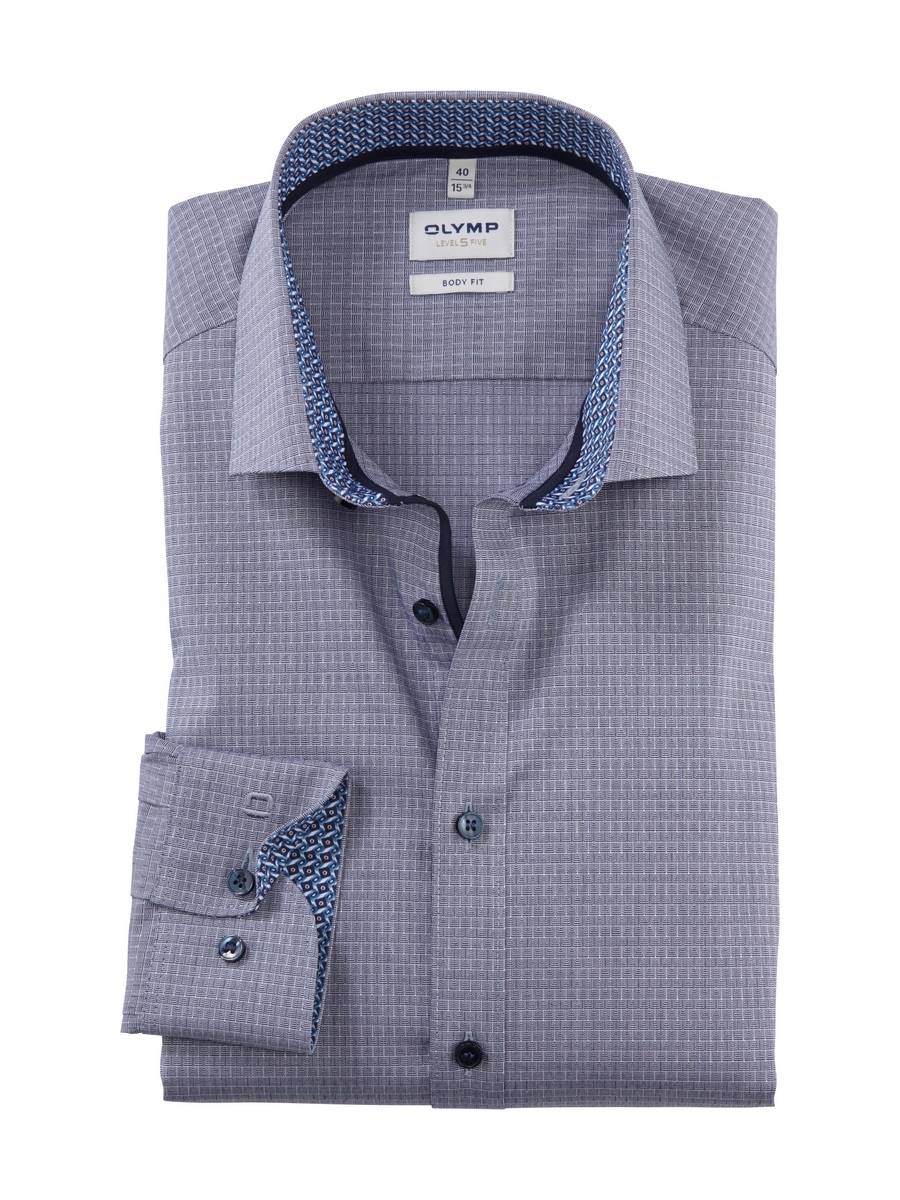 Olymp Camicia azzurra olymp level five slim fit cotone stretch