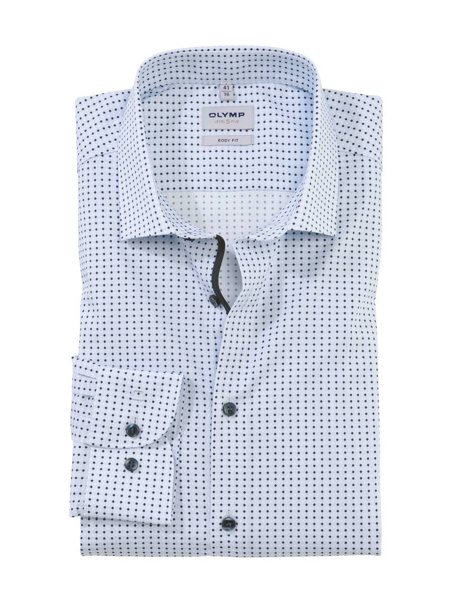 Olymp Camicia Azzurra Olymp Slim Fit Cotone Stretch Stampato