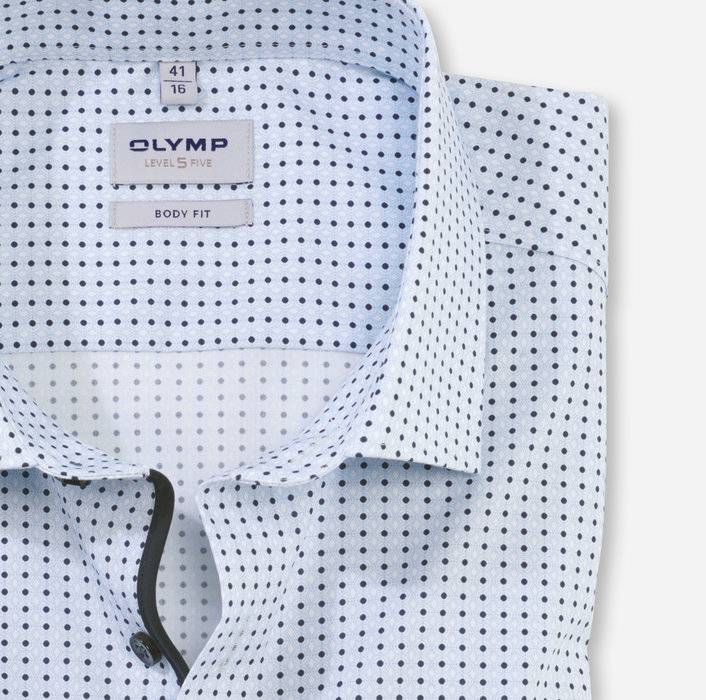 Olymp Camicia Azzurra Olymp Slim Fit Cotone Stretch Stampato