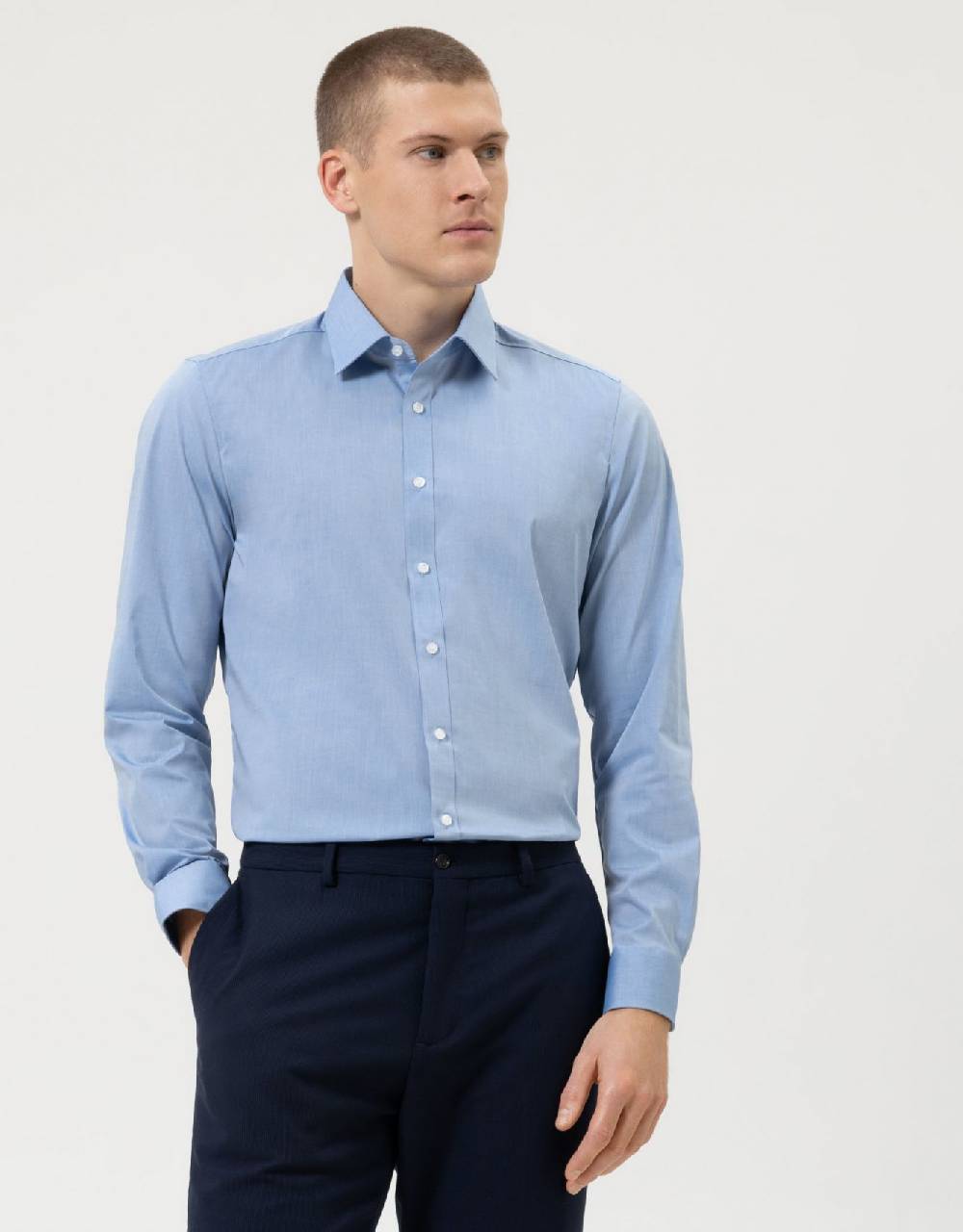 Olymp Camicia azzurra slim fit olymp cotone stretch
