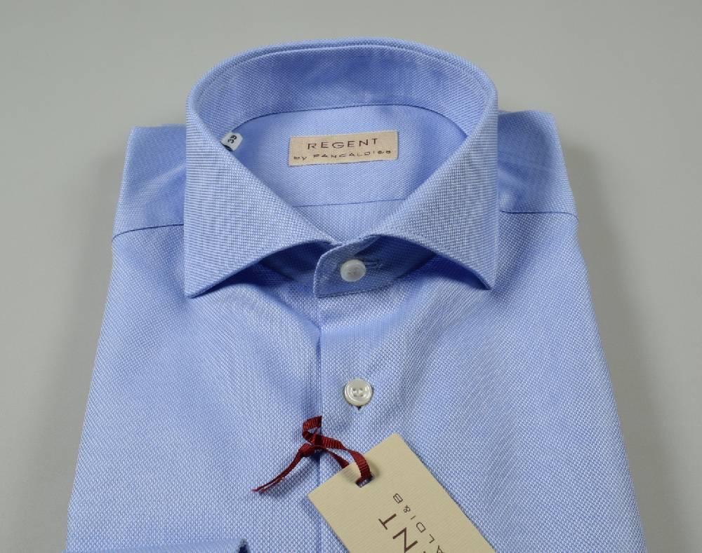 Regent By Pancaldi Camicia Azzurra Slim Fit Pancaldi Cotone Oxford Alto Pregio