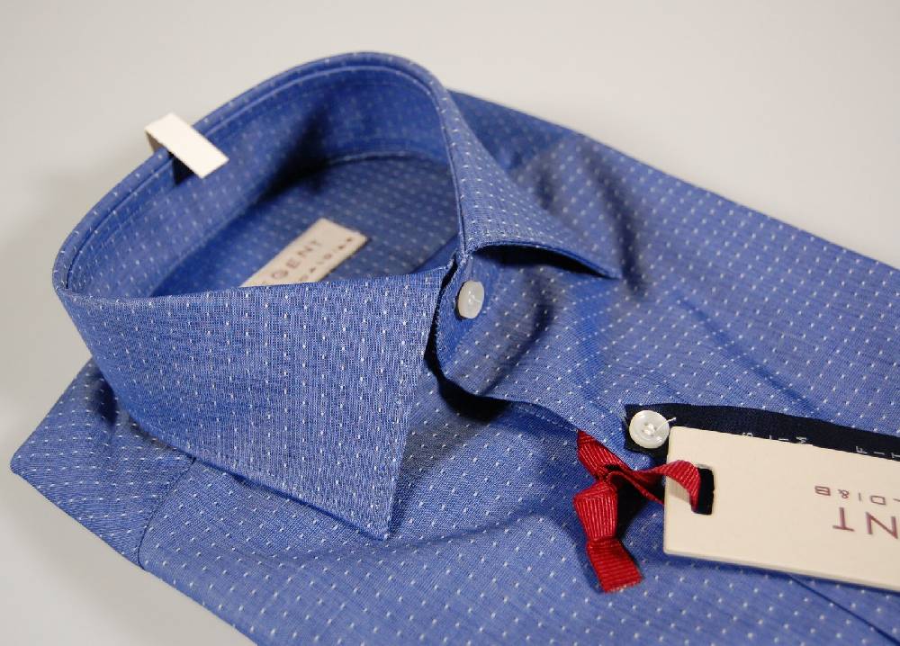 Regent by Pancaldi Camicia azzurro scuro a pois slim fit pancaldi