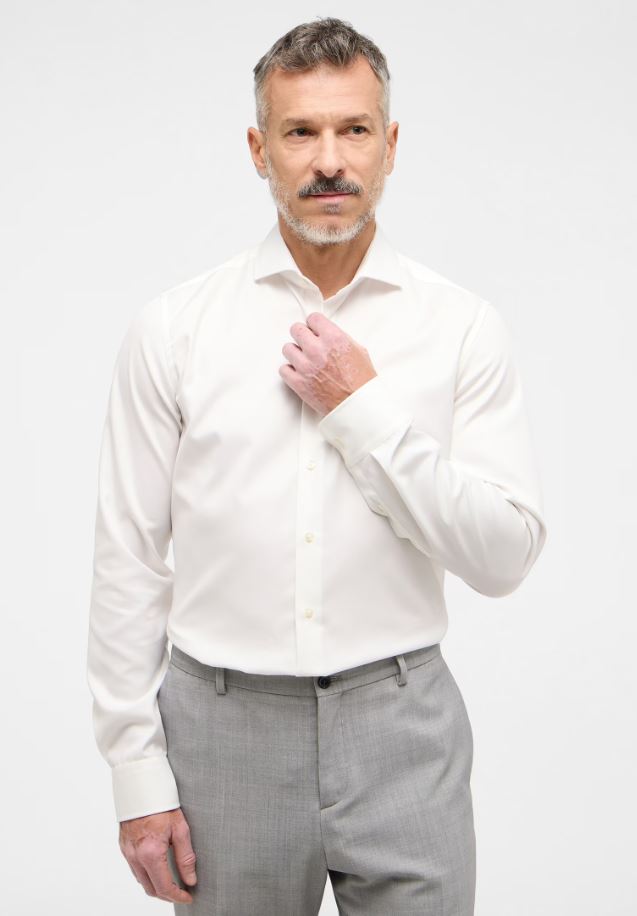 Eterna Camicia Beige Eterna Slim Fit Collo Francese Cotone Cover