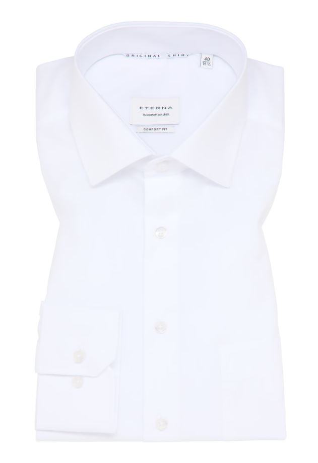 Eterna Camicia Bianca Eterna Comfort Fit In Popeline No Stiro