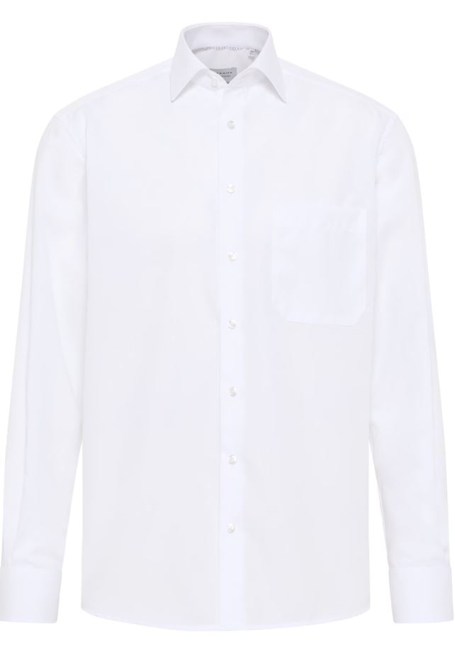 Eterna Camicia Bianca Eterna Comfort Fit In Popeline No Stiro