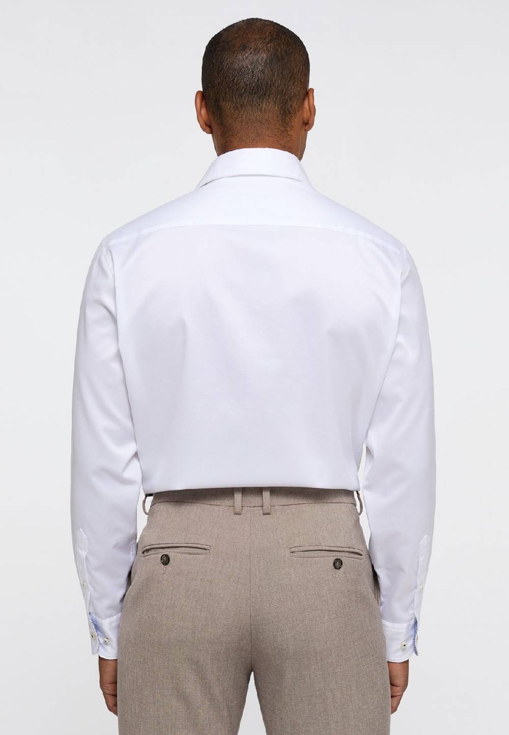 Eterna Camicia Bianca Eterna Cotone Twill Ritorto Modern Fit Interno In Contrasto