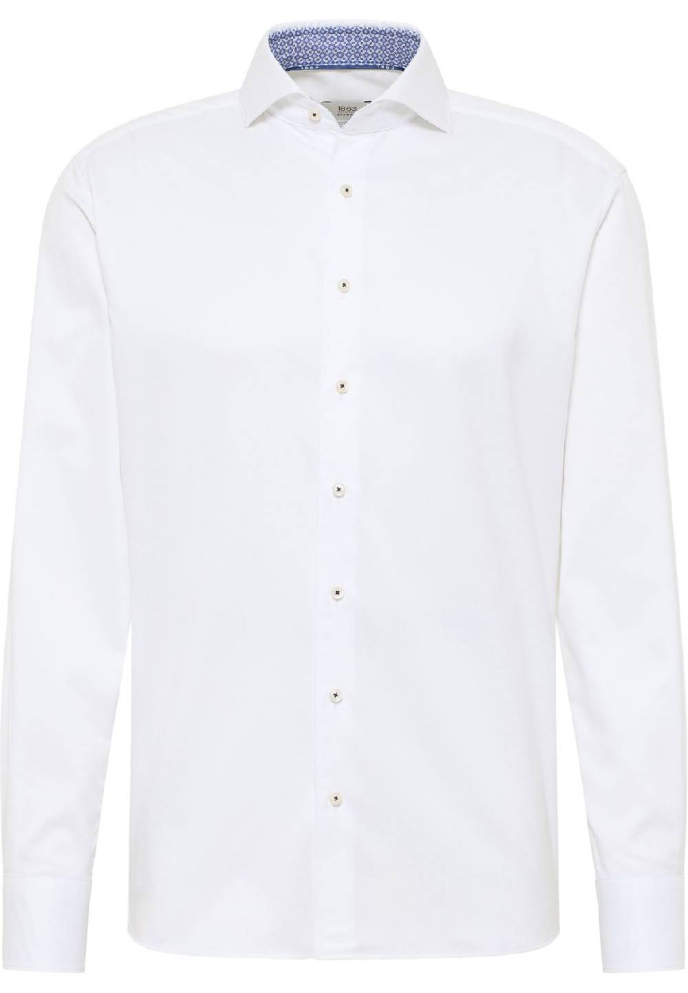 Eterna Camicia Bianca Eterna Cotone Twill Ritorto Modern Fit Interno In Contrasto