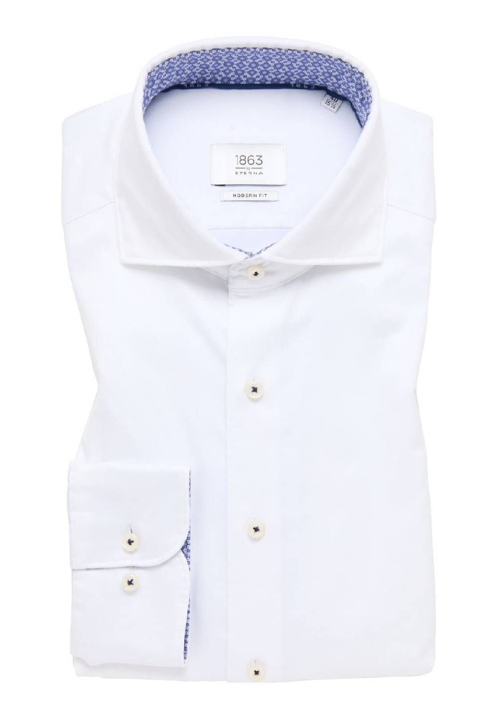 Eterna Camicia bianca eterna cotone twill ritorto modern fit interno in contrasto