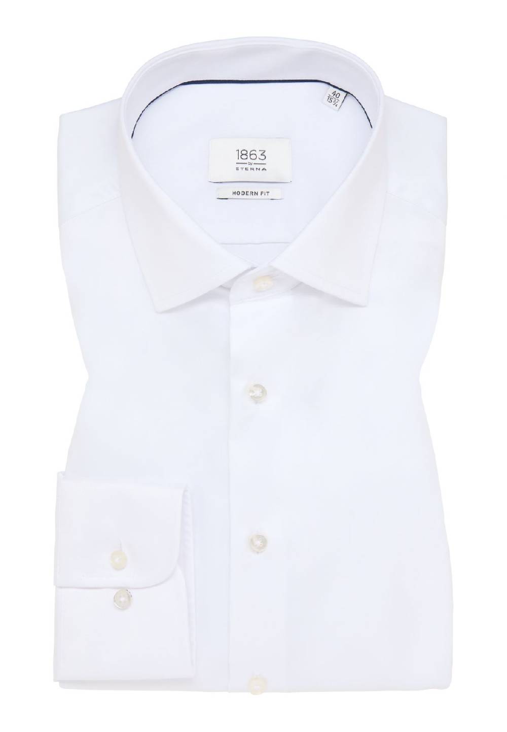 Eterna Camicia Bianca Eterna Modern Fit In Cotone Twill No Stiro