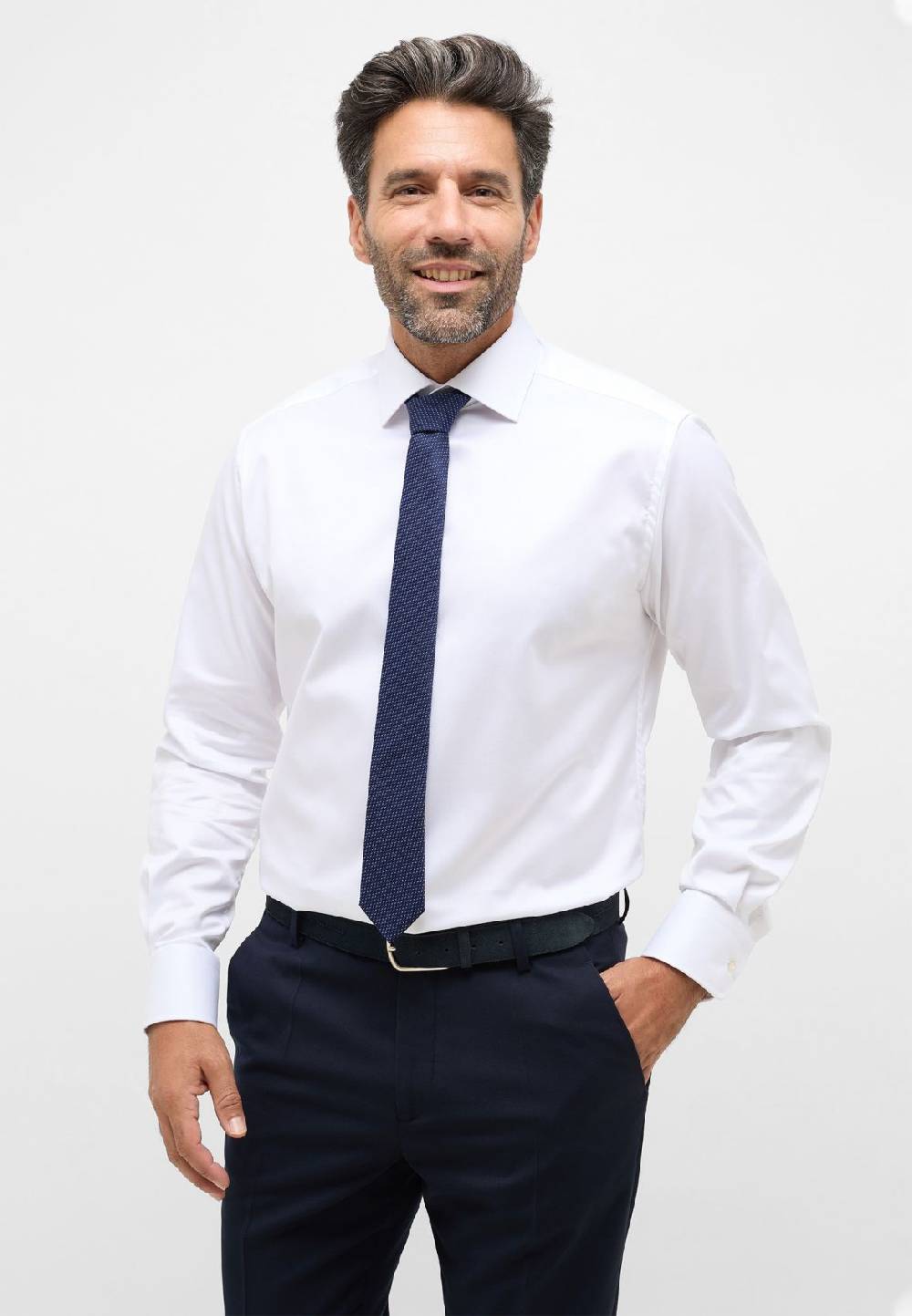 Eterna Camicia bianca eterna modern fit in cotone twill no stiro