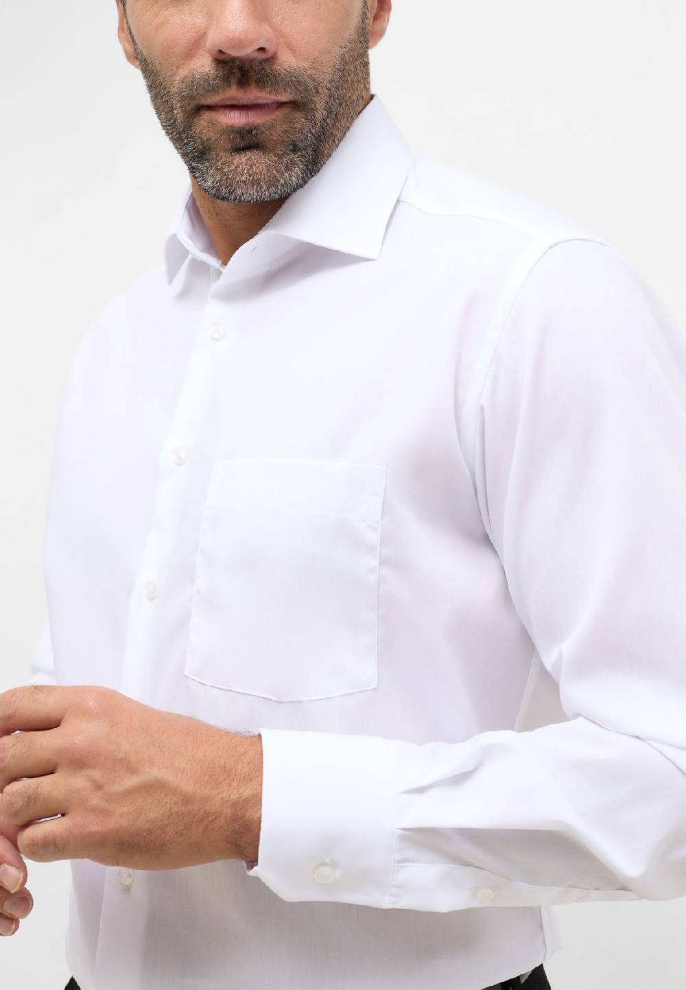 Eterna Camicia Bianca Eterna Modern Fit In Popeline No Stiro