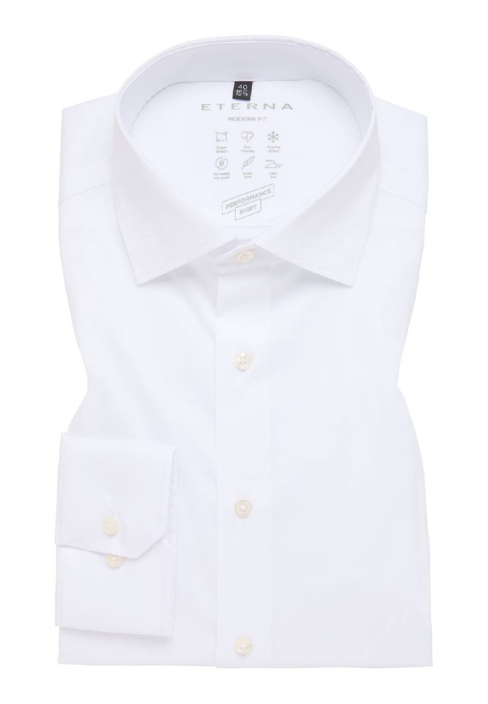 Eterna Camicia Bianca Eterna Modern Fit Tessuto Performante