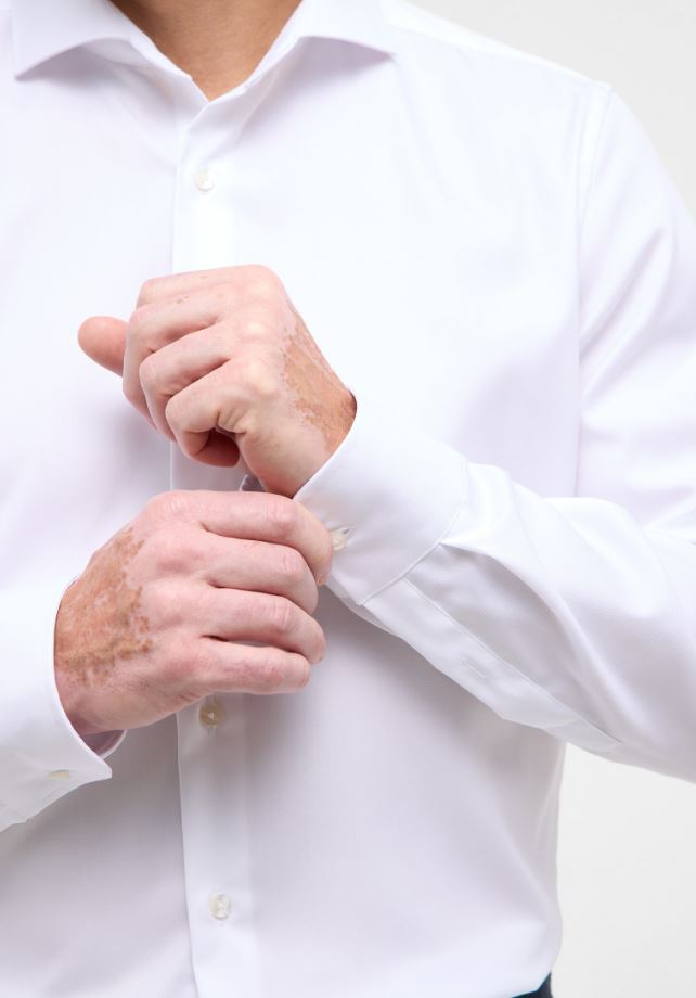 Eterna Camicia Bianca Eterna Slim Fit Collo Francese Cotone Cover