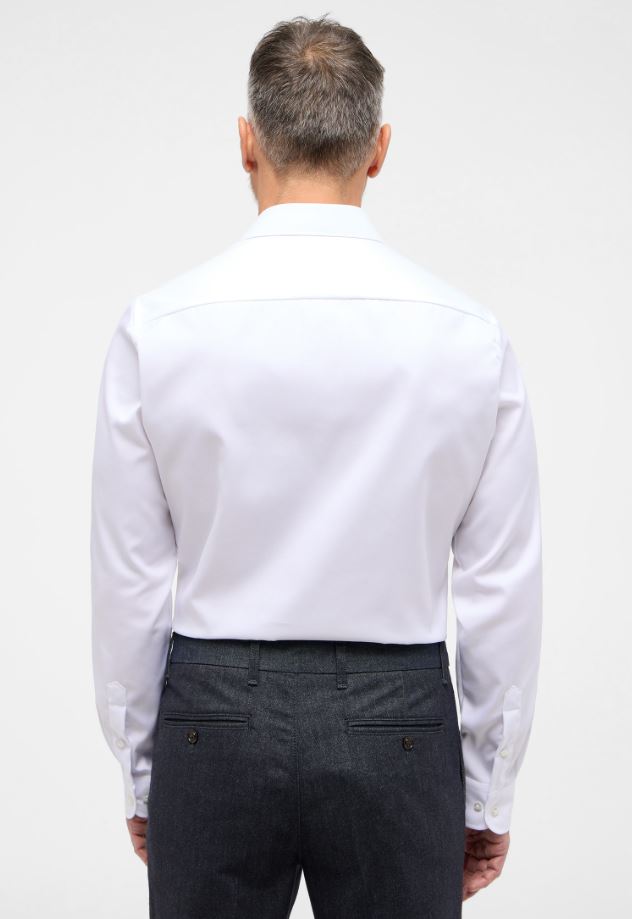 Eterna Camicia Bianca Eterna Slim Fit Collo Francese Cotone Cover