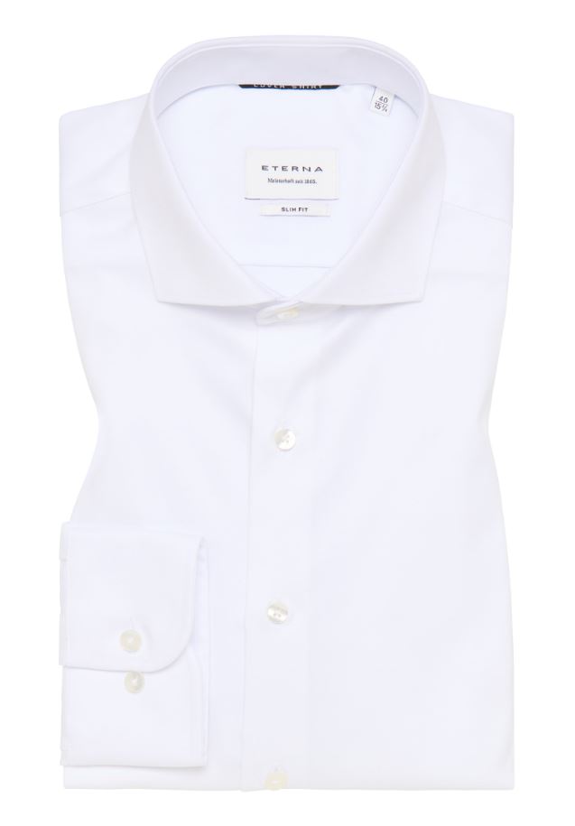 Eterna Camicia bianca eterna slim fit collo francese cotone cover