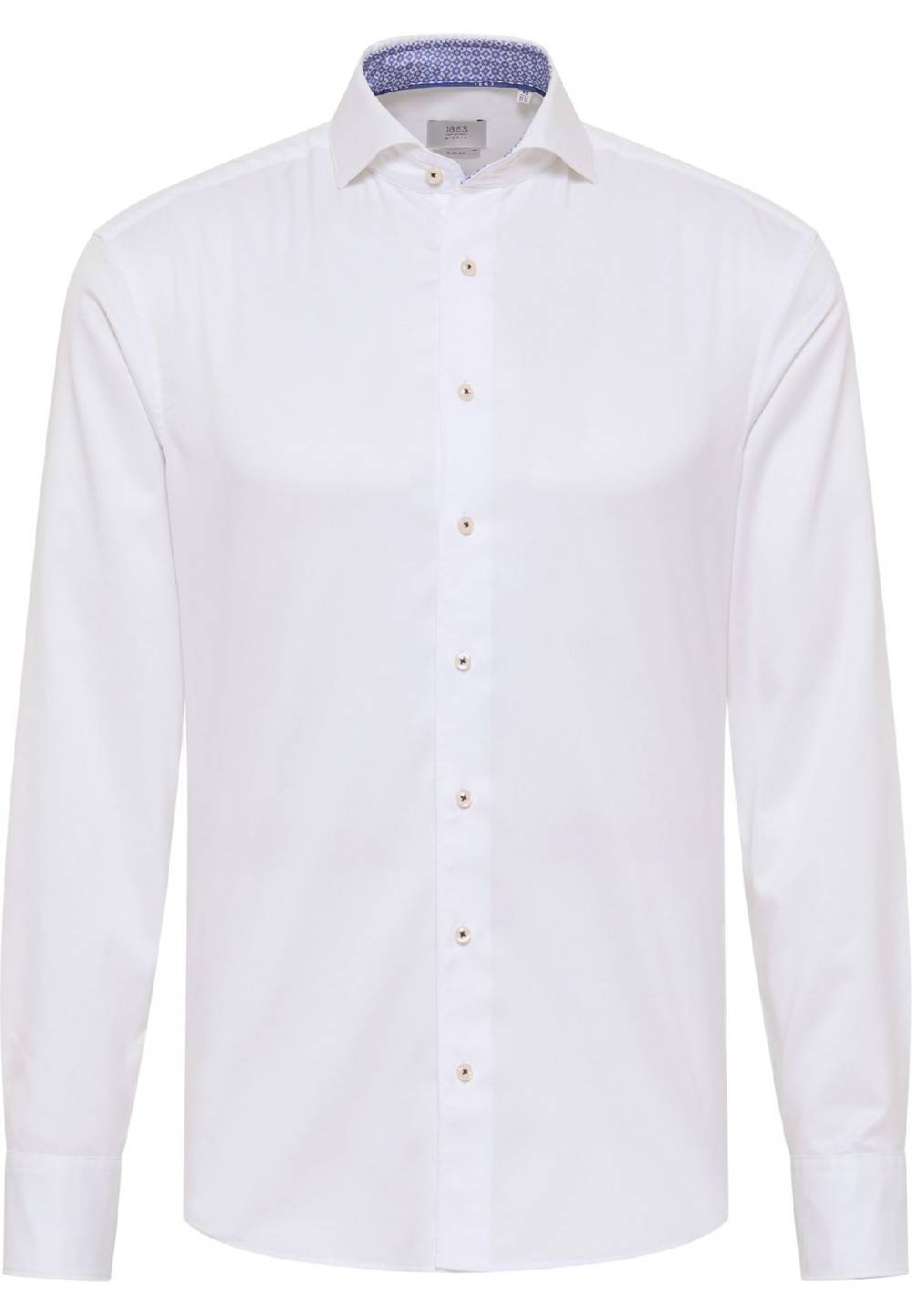 Eterna Camicia Bianca Eterna Slim Fit Cotone Twill Interno In Contrasto