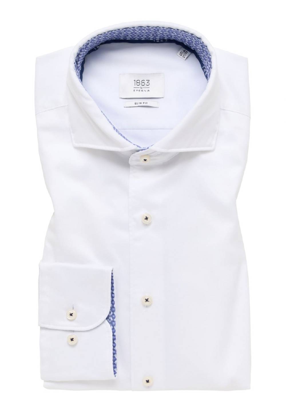 Eterna Camicia bianca eterna slim fit cotone twill interno in contrasto