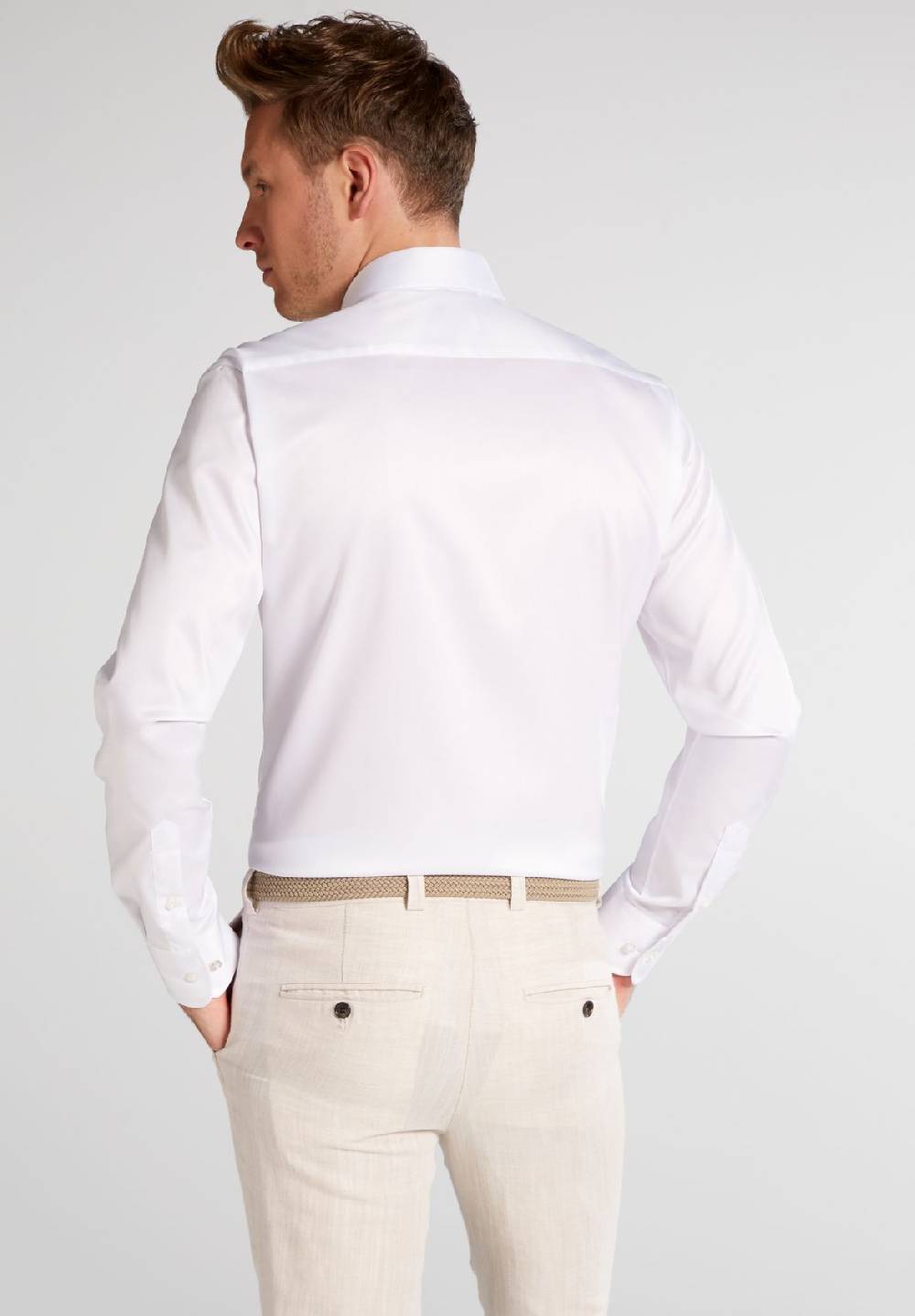 Eterna Camicia Bianca Eterna Slim Fit In Cotone Twill No Stiro