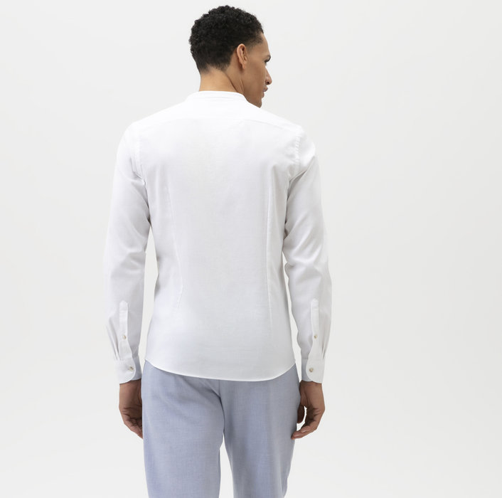 Olymp Camicia Bianca In Lino E Cotone Slim Fit Olymp