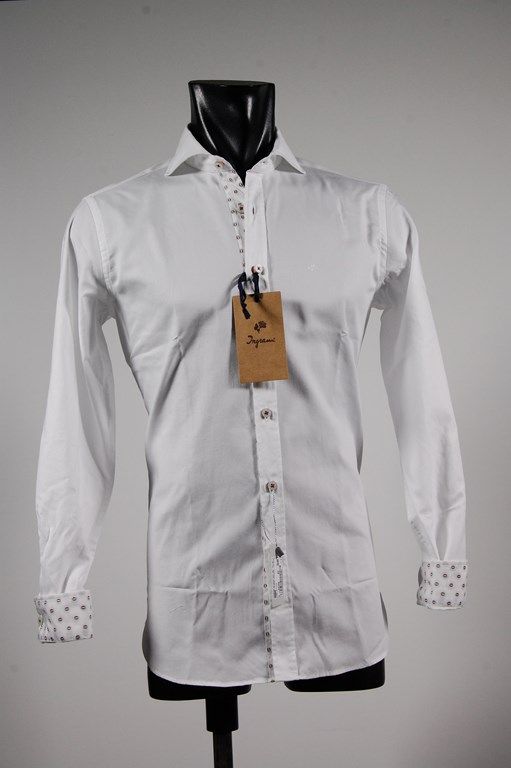 Ingram Camicia Bianca Ingram Slim Fit Collo Francese