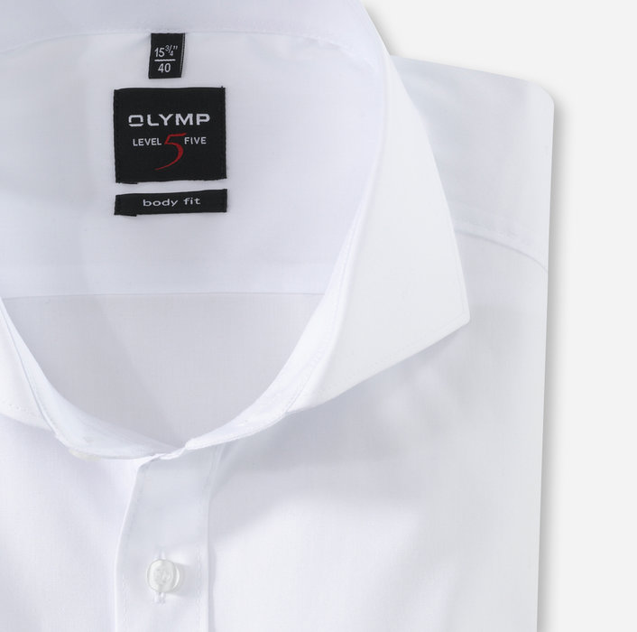 Olymp Camicia Bianca Olymp Collo Alla Francese Slim Fit Cotone Stretch