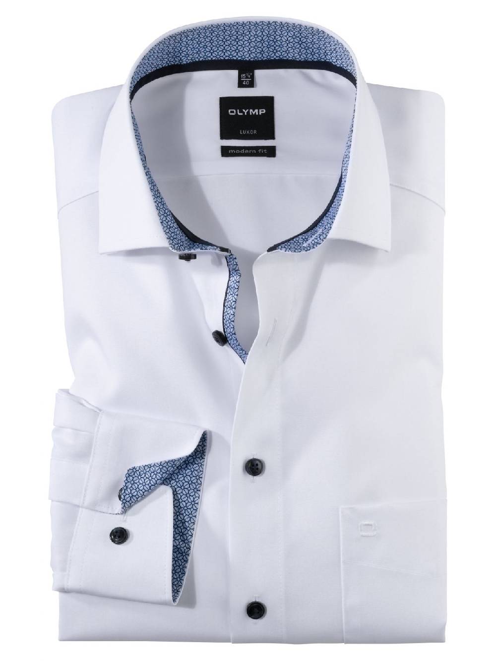 Olymp Camicia bianca olymp cotone no stiro modern fit