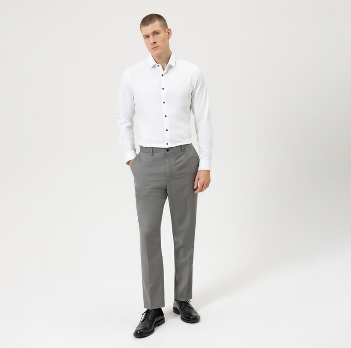 Olymp Camicia Bianca Olymp In Jersey Super Slim Fit