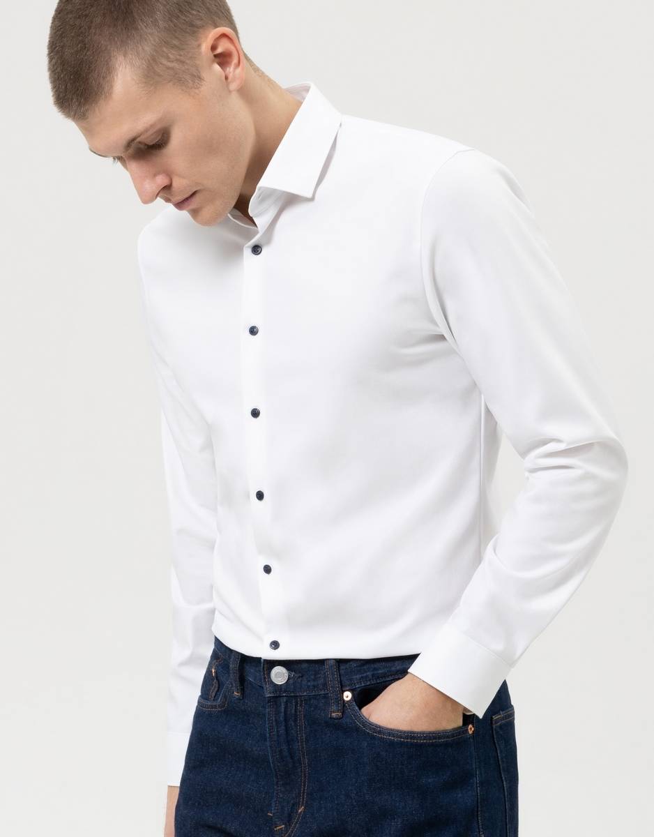 Olymp Camicia bianca olymp in jersey super slim fit