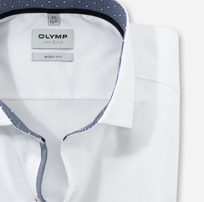 Olymp Camicia Bianca Olymp Level Five In Cotone Stretch Slim Fit