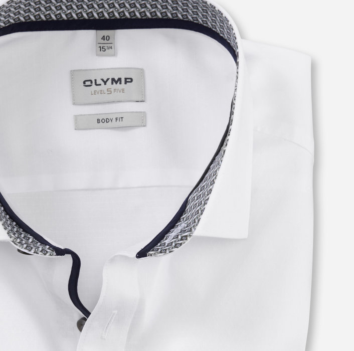 Olymp Camicia Bianca Olymp Level Five Slim Fit Cotone Stretch