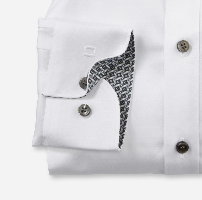 Olymp Camicia Bianca Olymp Level Five Slim Fit Cotone Stretch