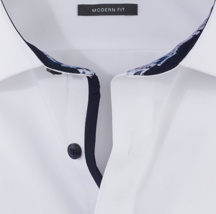 Olymp Camicia Bianca Olymp Luxor Puro Cotone Facile Stiro