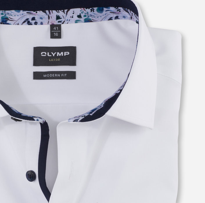 Olymp Camicia Bianca Olymp Luxor Puro Cotone Facile Stiro