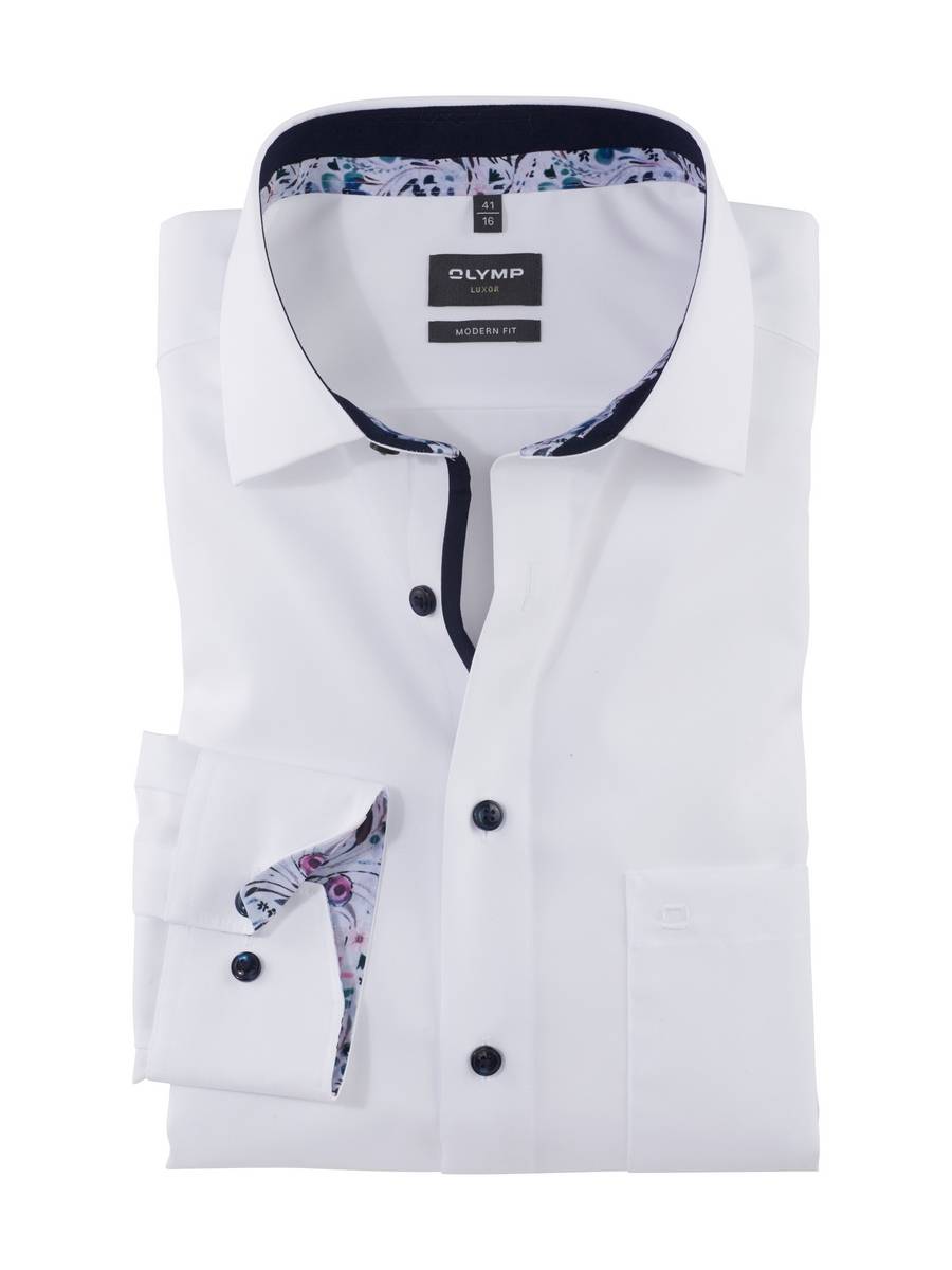 Olymp Camicia bianca olymp luxor puro cotone facile stiro