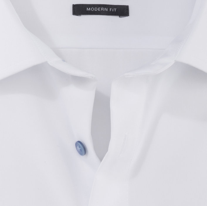 Olymp Camicia Bianca Olymp Modern Fit Con Bottoni Azzurro