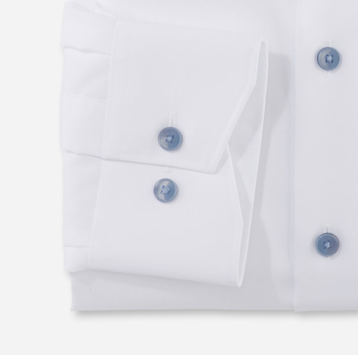 Olymp Camicia Bianca Olymp Modern Fit Con Bottoni Azzurro