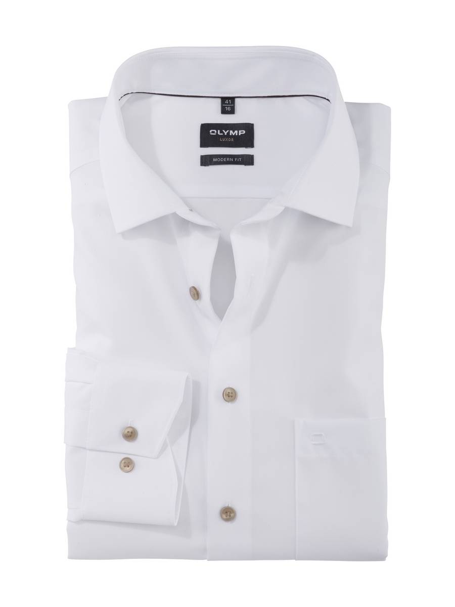 Olymp Camicia bianca olymp modern fit con bottoni beige