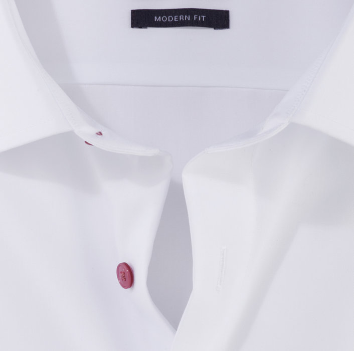 Olymp Camicia Bianca Olymp Modern Fit Con Bottoni Malva