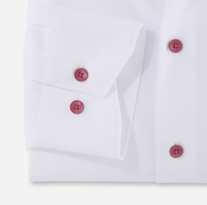Olymp Camicia Bianca Olymp Modern Fit Con Bottoni Malva