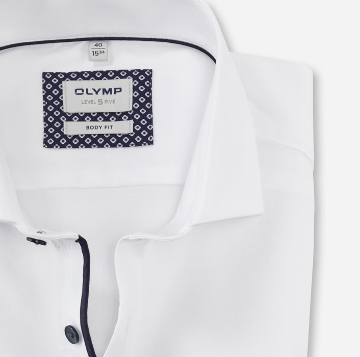 Olymp Camicia Bianca Slim Fit In Cotone Stretch Olymp Level Five