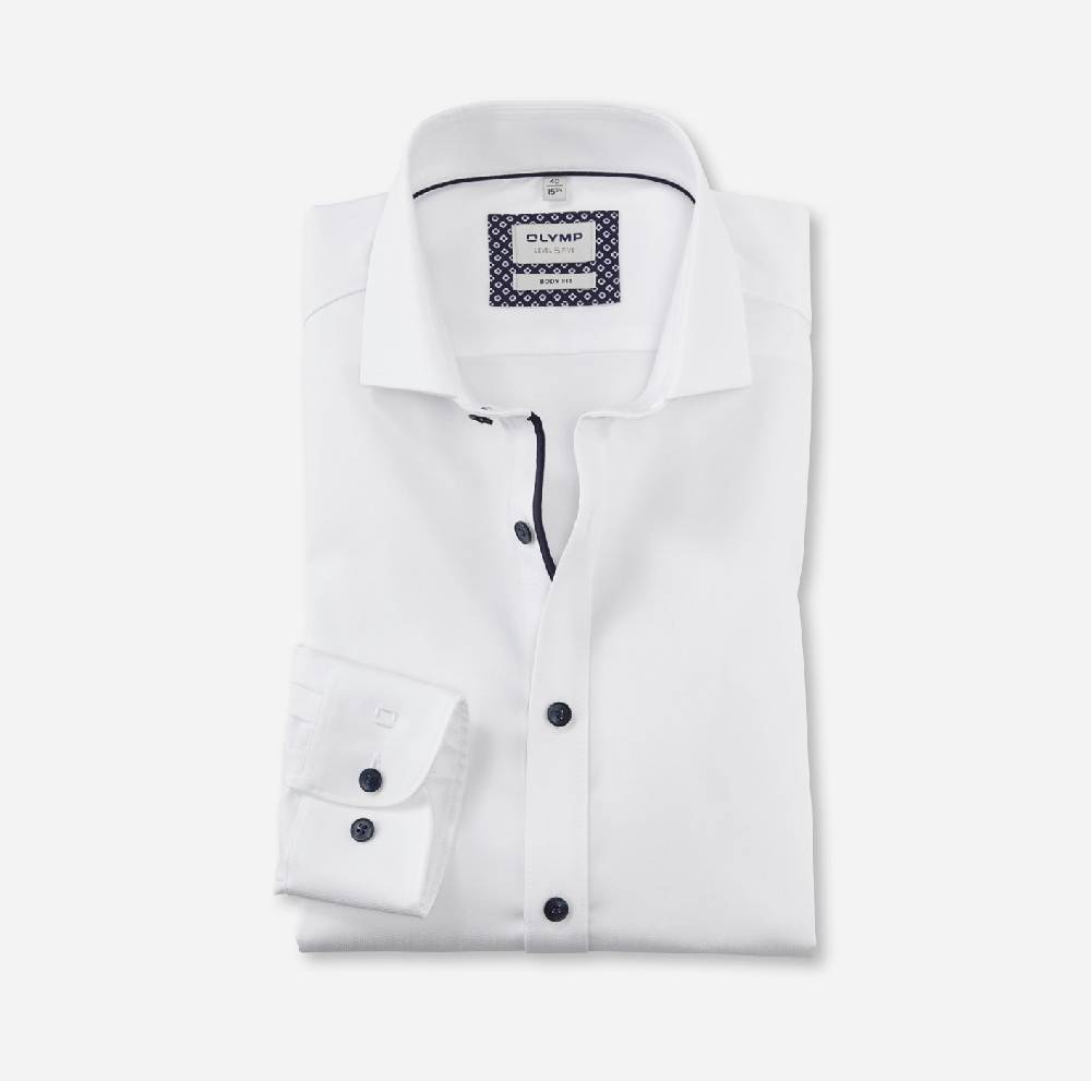 Olymp Camicia bianca slim fit in cotone stretch olymp level five