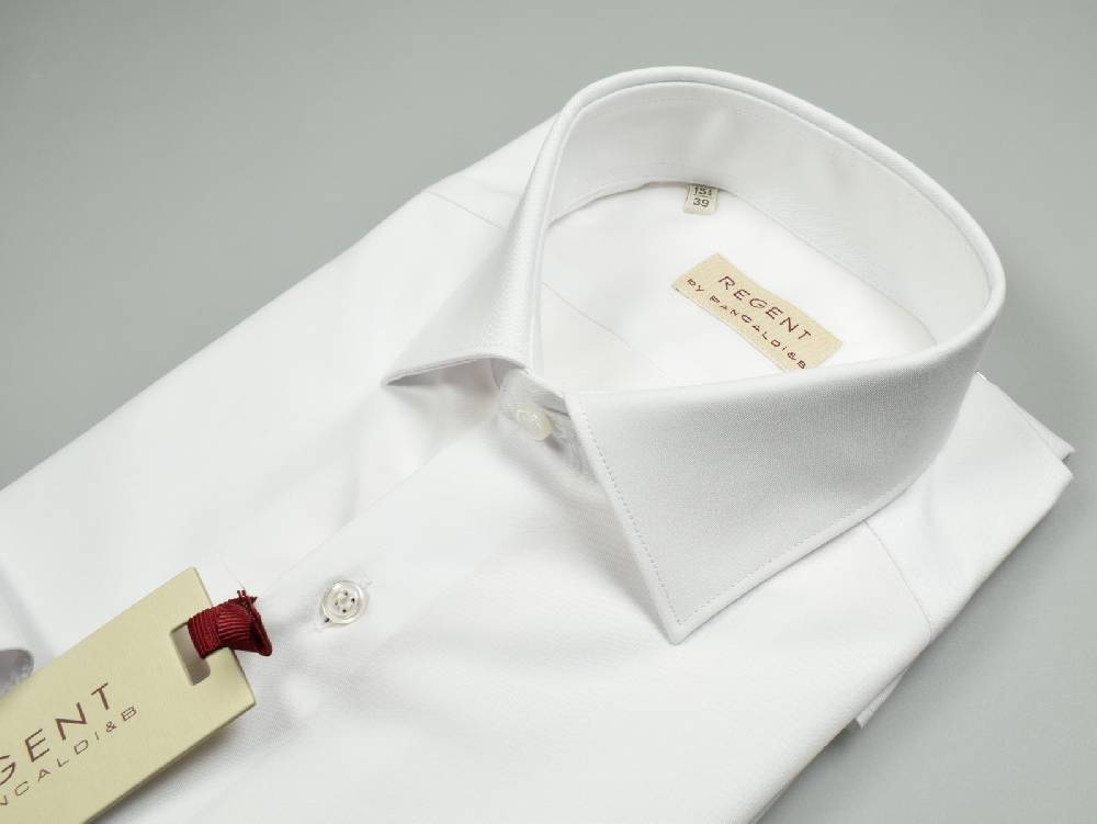 Regent By Pancaldi Camicia Bianca Slim Fit Pancaldi Puro Cotone Collo Mezzo Francese