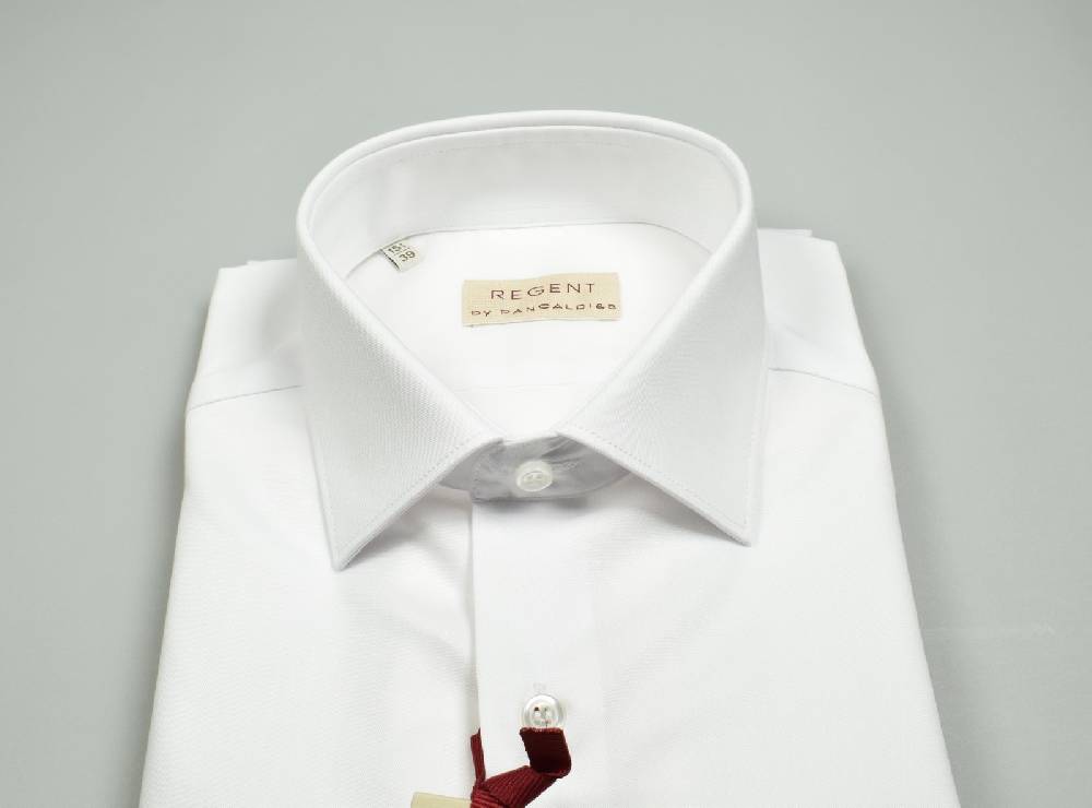 Regent By Pancaldi Camicia Bianca Slim Fit Pancaldi Puro Cotone Collo Mezzo Francese