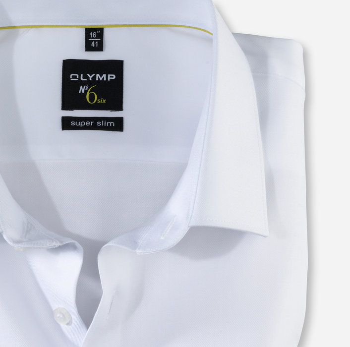 Olymp Camicia Bianca Super Slim Fit Olymp Cotone Twill Stretch
