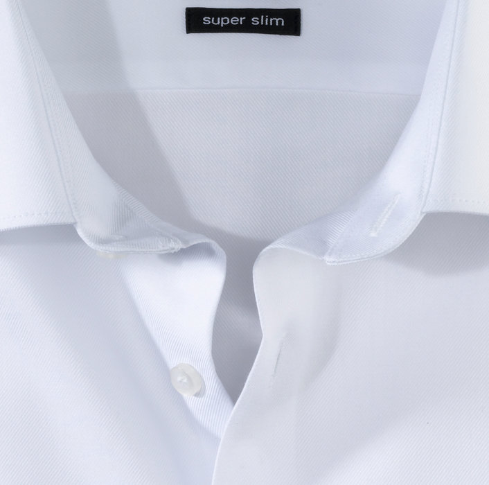 Olymp Camicia Bianca Super Slim Fit Olymp Cotone Twill Stretch