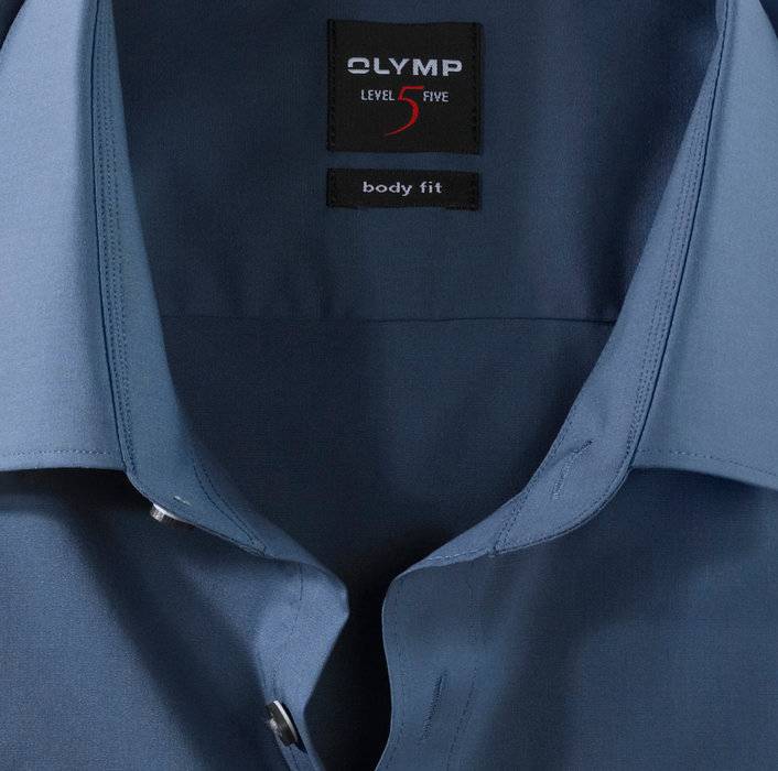 Olymp Camicia Blu Denim Olymp Slim Fit Cotone Stretch