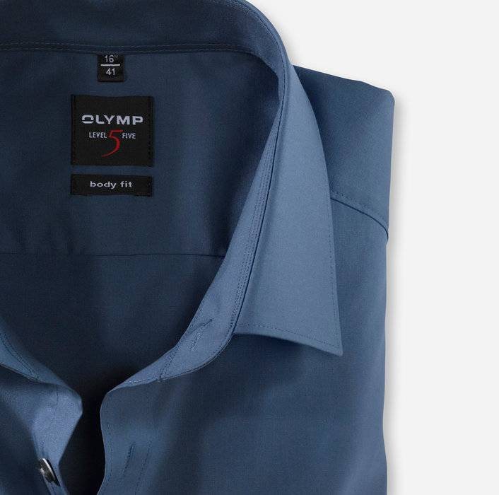 Olymp Camicia Blu Denim Olymp Slim Fit Cotone Stretch