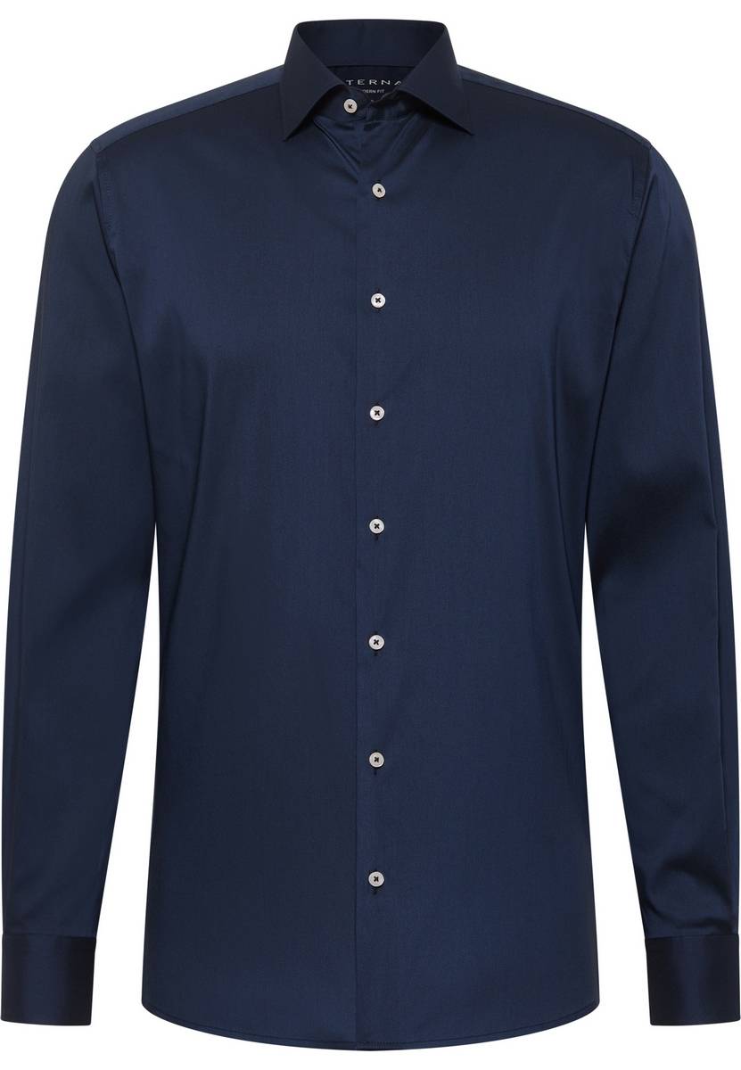 Eterna Camicia Blu Eterna Modern Fit Tessuto Performante